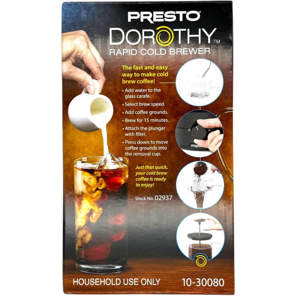 Presto Dorothy Rapid Cold Brew Coffee Maker 15-Min Tornado Spin Fast Brewer 22oz - Picture 5 of 8